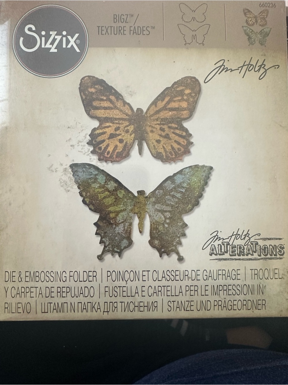 Sizzix Tim Holtz Bigz/Texture Fades Butterfly Duo die and embossing folder